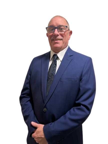 Professional business executive in blue suit corporate headshot